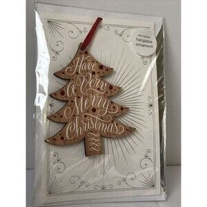 Hallmark Signature High Quality CHRISTMAS Cards with Ornaments‎ Wood Tree